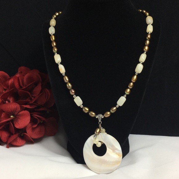 Shell, Stone & Pearl Beaded Necklace